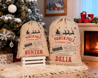 Personalized Large Santa Sack, Custom Christmas Gift Bag, North Pole Santa Sack, Holiday Presents Bag, Xmas Gift Bag, Special Delivery Bag