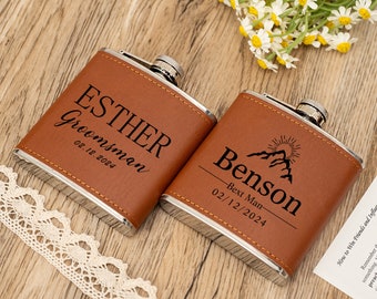 Engraved Leather Flask,Personalized Flask for Men,Leather Hip Flask,Best Man Gift,Groomsmen Gift,Gift for Wedding,Father's Day Gift,For Him