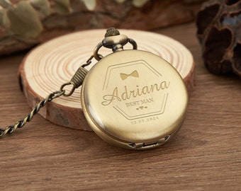 Personalised Pocket Watch,Custom Engraved Pocket Watch,Gift For Him,Groomsmen Gift,Father of Groom Gift,Graduation Gift,Valentine's Day Gift