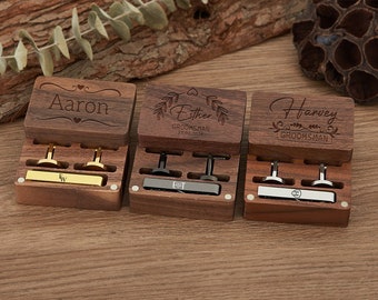 Name Customized Cufflink Set Box,Name Customized Cufflinks,Personalized Tie Clip,Best Man Gift,Customized Wedding Gift,Father's Day Gift
