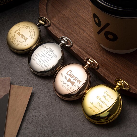 Groomsmen Gifts Mens Personalised Pocket Watch ManChDa Groomsmen