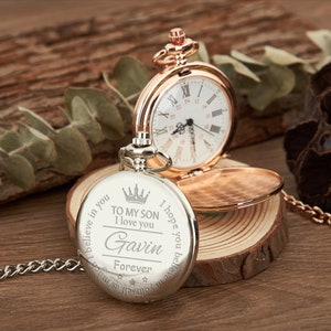 Cadeau personnalisé de garçon d'honneur, montre de poche avec votre design, montre de poche gravée, cadeau d'enterrement de vie de jeune fille, cadeau de Noël pour lui, meilleurs cadeaux pour homme image 5