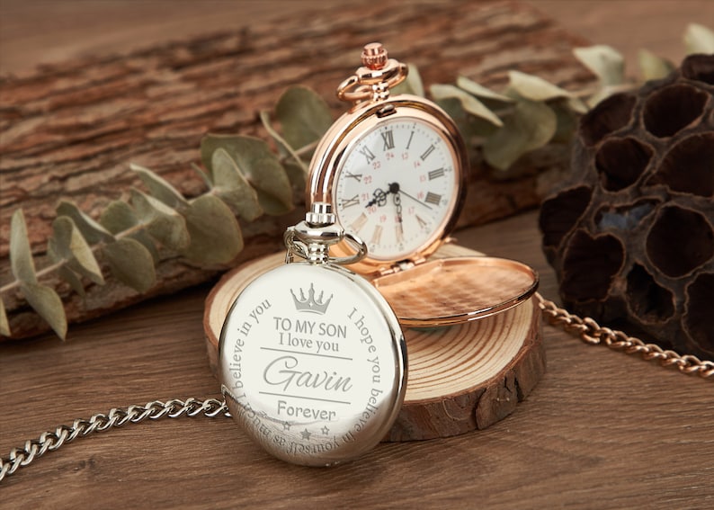 Geschenk für Trauzeugen, personalisierte Taschenuhr mit Gravur, Hochzeitsparty-Geschenk, Geschenk für den besten Mann, personalisiertes Geschenk für Männer/Bräutigam/Vater, Weihnachtsgeschenk Bild 4