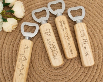 Abridor de botellas grabado en madera personalizado, abridor de botellas personalizado, regalo del día de San Valentín, regalo de aniversario, favor de boda para él