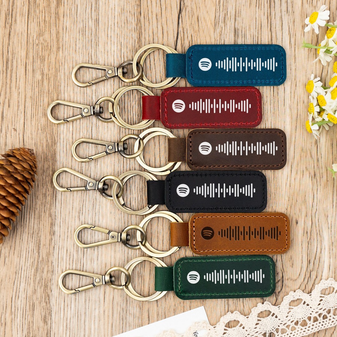 Personalized Leather Spotify Keyring,fathers Day Gift,customized Music ...