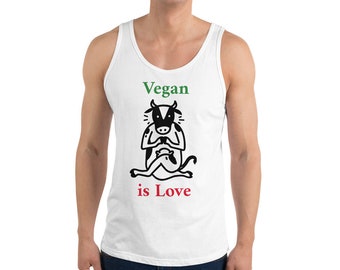 Vegan is Love Unisex Tank Top | Graphic Veganism Sleeveless Shirt