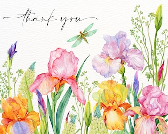 Watercolor Flower Thank You Postcards | Digital Download | Editable | Pack of 20, 5.5x4.3 | Instant Download