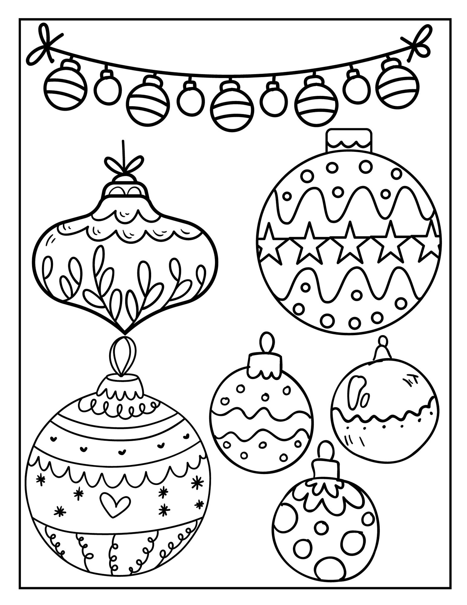 Festive Ornaments Christmas Coloring Page Etsy