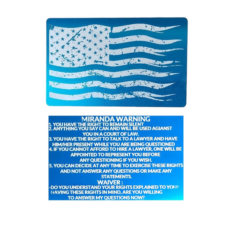 Set of 5 Custom Metal Miranda Warning Cards for U.S Law Enforcement Officers | Durable Laser ...