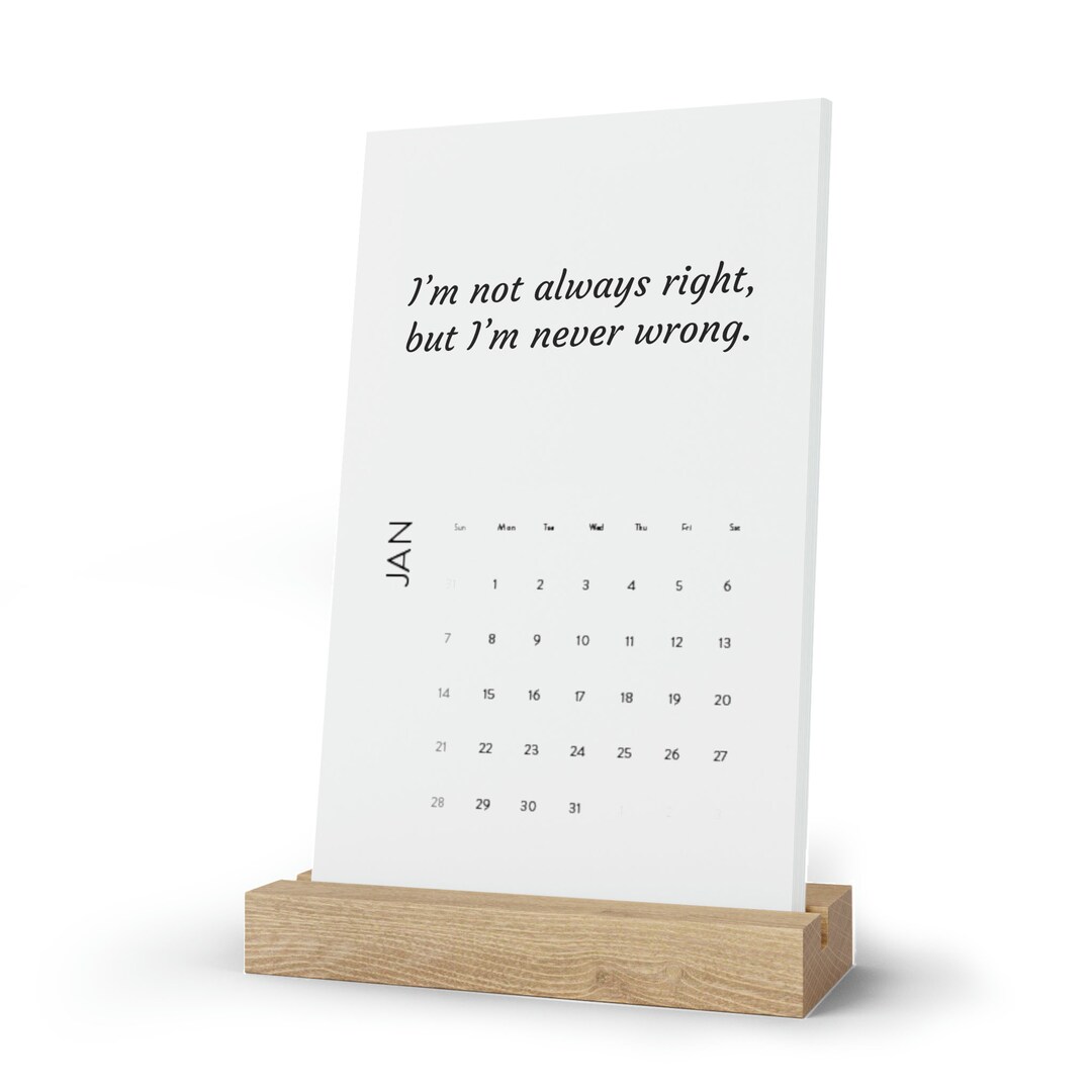 Sarcastic Monthly Motivations 2024 Desk Calendar Etsy