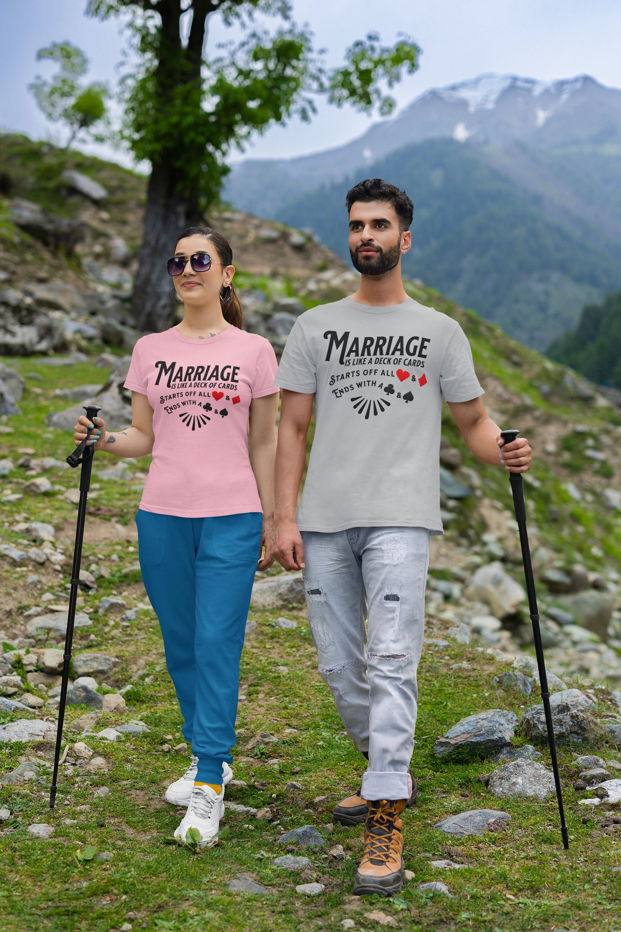 Marriage is Like a Deck of Cards Funny Marital Tshirt Hearts and