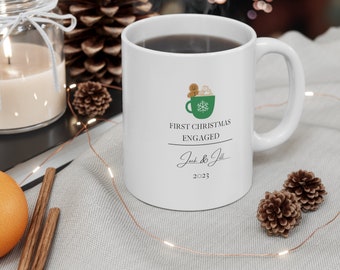 First Christmas Engaged Mug 11oz Christmas Gift First Christmas Together Gift For Her GIft For Him Personalization Customizable Engagement