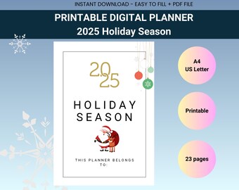 Printable Holiday Planner Bundle: Gift List, Budget, Event Organizer (PDF Download)