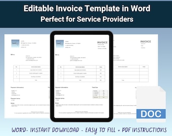 Freelancer Invoice Template: Editable Word, Printable & PDF