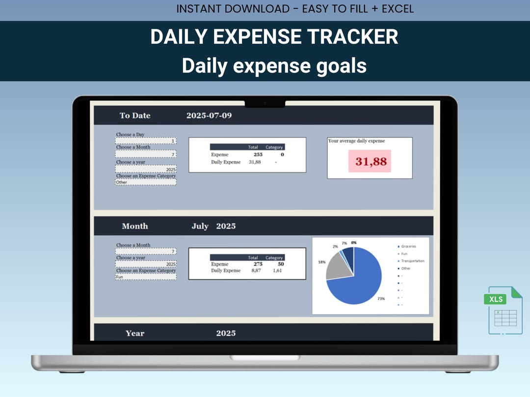 Daily Expense Tracker Spreadsheet: Personal Finance Excel Template - Etsy