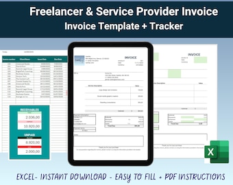 Freelance Service Invoice & Payment Tracker: Excel Template (Instant Download