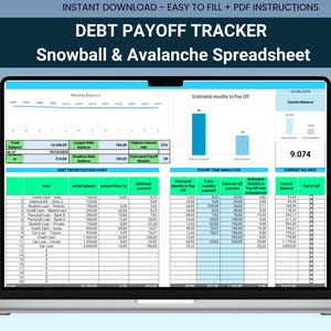 Debt Tracker Spreadsheet Debt Payoff Planner with Snowball and Avalanche Method Excel Template for Loan and Credit Card Repayment