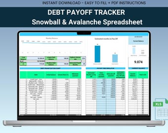 Debt Tracker Spreadsheet Debt Payoff Planner with Snowball and Avalanche Method Excel Template for Loan and Credit Card Repayment