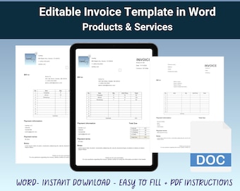 Editable Invoice Template for Word: Professional Business Invoice (Printable & PDF-Ready)
