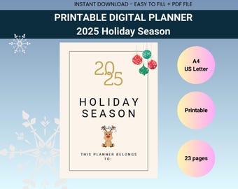 Holiday Planner Printable PDF Bundle: Gift List, Budget, Event Organizer