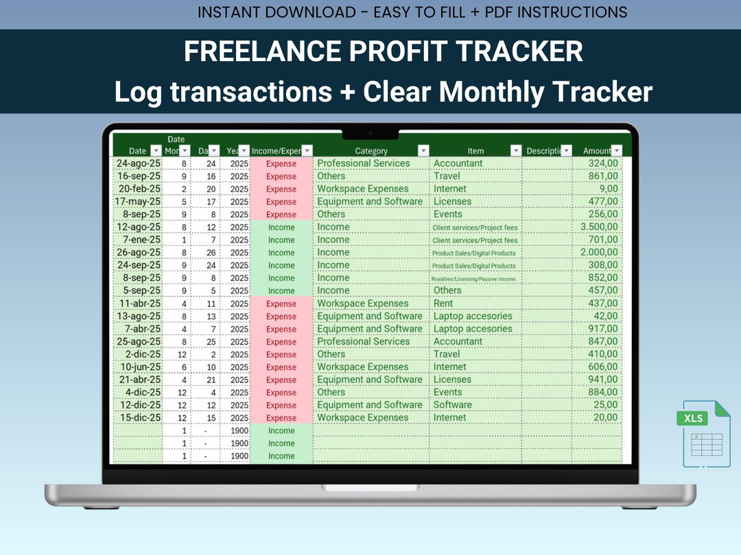 Freelancer Expense Tracker: Simple Monthly Budget Excel Template ...