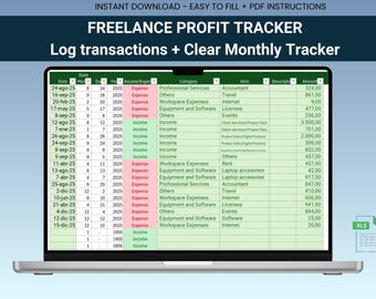 Freelancer Expense Tracker: Simple Monthly Budget Excel Template (Digital Download)