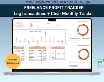 Freelancer Expense Tracker: Simple Monthly Budget Excel Template (Digital Download)