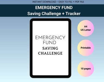 Emergency Saving Fund Tracker Plus Savings Challenge by goals
