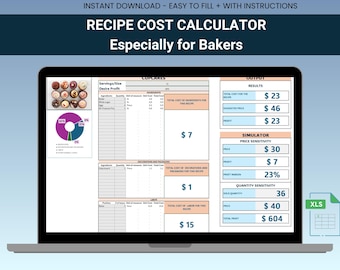 Baking Recipe Cost Calculator: Excel Spreadsheet with Price Suggestion (Digital Download)