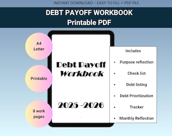 Debt Payoff Workbook Debt Repayment Planner Printable Financial Tracker Template for Personal Finance Budgeting and Money Management