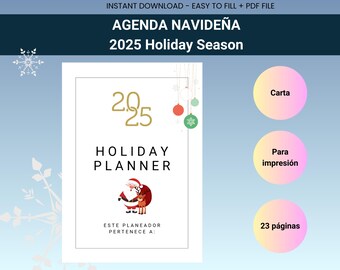 Printable Holiday Planner in Spanish Christmas 2025 Organizer Template Classic Christmas Planner PDF for Holiday Planning and Budgeting