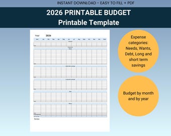 2026 Printable Budget Template