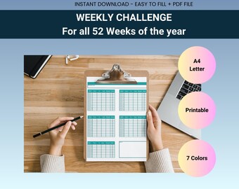 52-Week Savings Challenge Printable: Budget Planner & Goal Tracker (PDF Set)