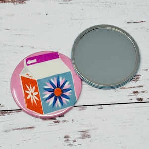 Espejo de bolsillo cubierto de tela/Estrella rubí/Algodón + acero/Caja de jugo/Espejo compacto/Idea de regalo/Regalo para calcetín navideño/Recuerdo de fiesta