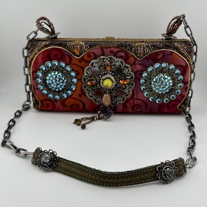 RARE Mary Frances Beaded Shoulder Handbag Multimedia Multicolor Ornate Design
