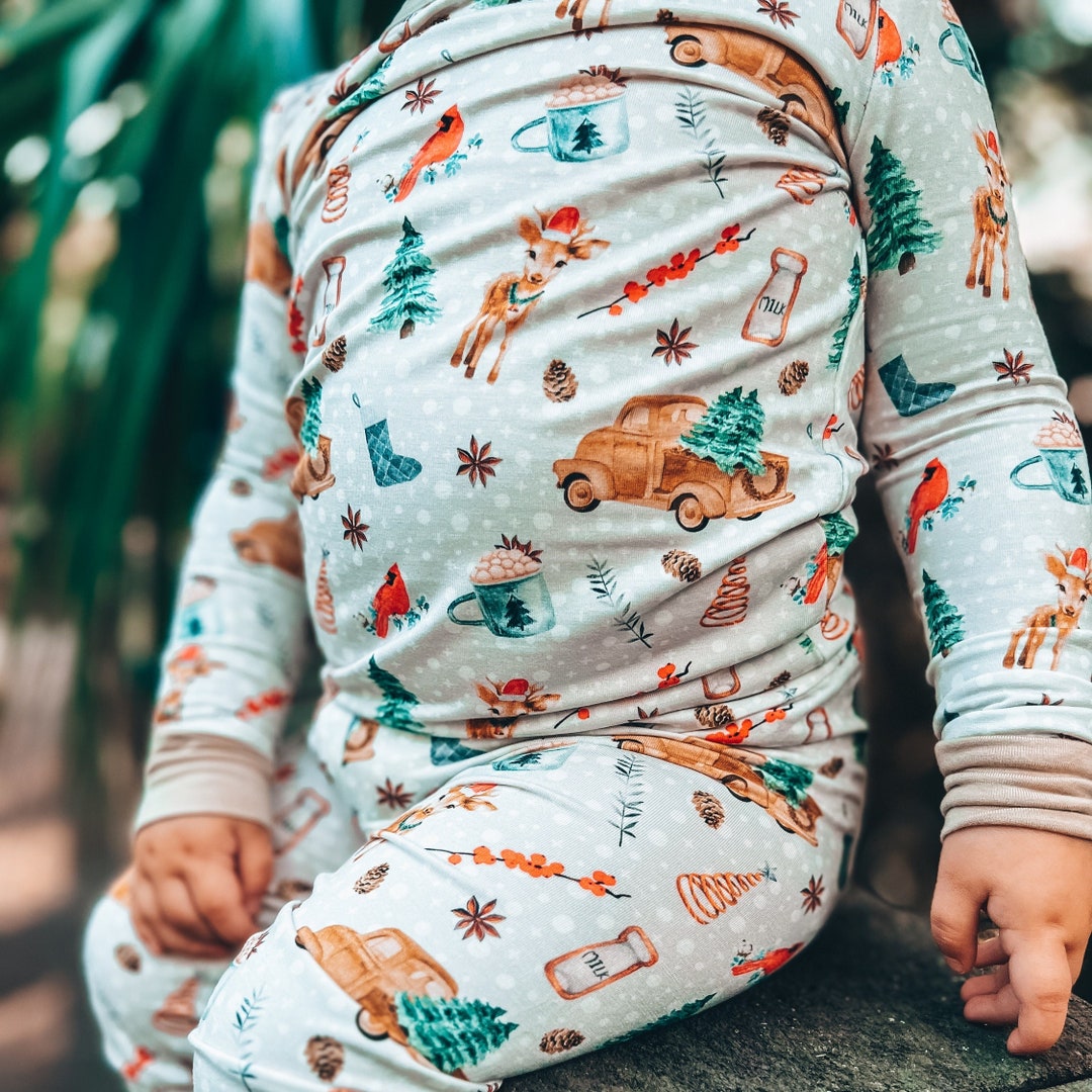 Bamboo Long Sleeve Pajama Set (Deer Forest Print)