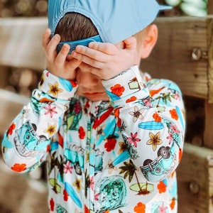 Tropical Vibes Florida Hooded Baby Onesie Tropical Vibes Florida Hooded Baby Onesie