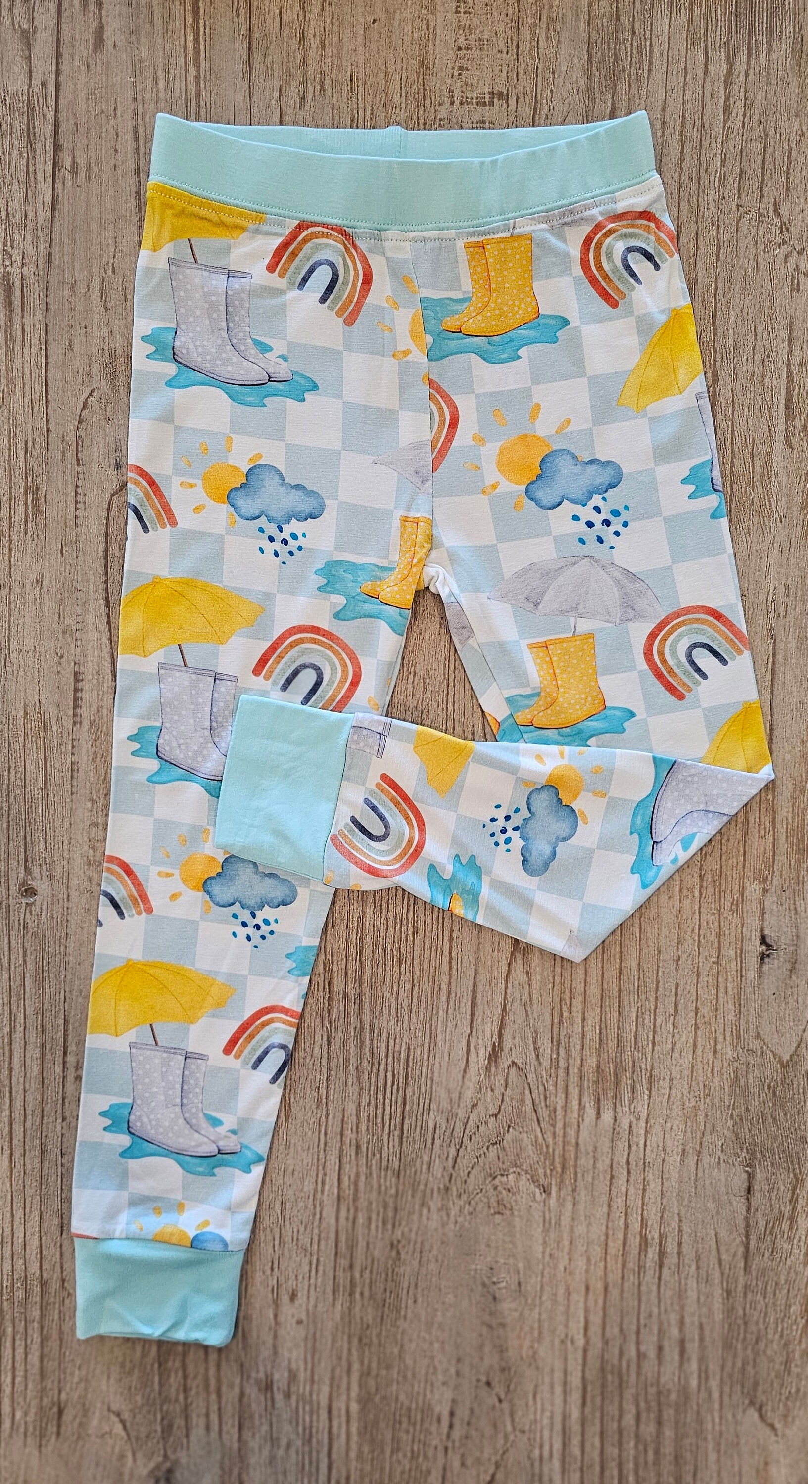 Spring Checkers Kids Bamboo Pajamas Easter 2pc Set Boy Girl Pjs Rainbow ...