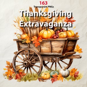 Collezione di clipart Stravaganza del Ringraziamento: 163 raccolti festivi, pellegrini, tacchini e delizie autunnali - Perfetto per progetti creativi!