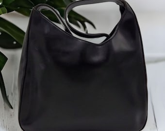 KESSLORD PARIS Zipper Shoulder Bag Classic Black Leather - Made in France (READ)