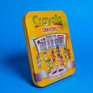 Crayola Crayons Vintage Tin Honors True Blue Heroes Limited Ed 9 Special Crayons