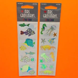 Mrs. Grossman's Sealed Opalescent Sticker Strips 4 Sheets: Sea Life & Small Fish