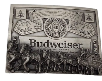 Vintage King Beers Budweiser Cowboy classique Western Americana boucle de ceinture en métal