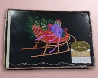 Vintage scellée Hallmark 18 cartes de voeux Arbre de Noël Traîneau cadeaux Cadeaux