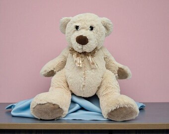 Super Soft 14" - Big Belly Cream Cuddle Teddy Bear - Vintage Wal-Mart Stuffed Toy Plushie Plush - Classic Nursery Gift