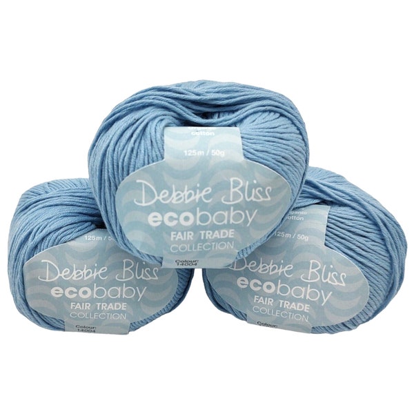 100% Organic Yarn 3 Pack Debbie Bliss Eco Baby Fair Trade Collection SKY 14004