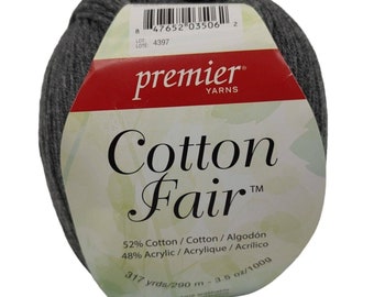4 écheveaux Premier Yarns Cotton Fair Mélange de coton et d'acrylique Gris ardoise 27-13
