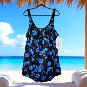 Swim Dress Gr. 34W Vintage Maxine of Hollywood V-Ausschnitt Einteiler NEU mit Tags