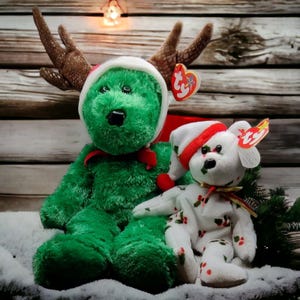 Vintage 1998, 2002 Urlaub 14 &quot;Rentier Teddy Mütze Baby Weihnachten PJs 9&quot; Bär