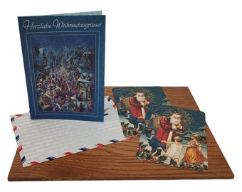 Carte de Noël allemande vintage Hallmark inutilisée + vieilles cartes postales pour enfants Père Noël